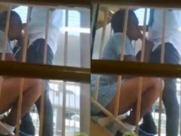 19 Year Old Secondary School Student Caught Sucking Her Boyfriend’s Dick On A Staircase (WATCH 18+)
