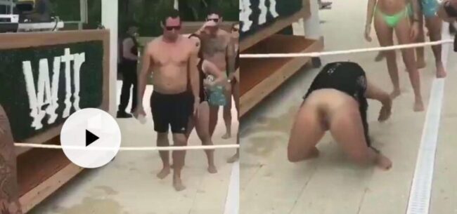 Pussy Exposed In Public As Lady Play Game Outside With Friends (WATCH 18+)